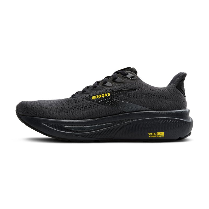 Brooks Men’s Ghost 17 Neutral Running Shoe - Ebony/Black/Yellow - 9.5 Medium