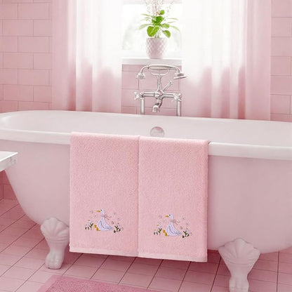 2 Pcs Silly Goose Hand Towels Blush Pink Bathroom Decor 14x29 Inch Embroidered