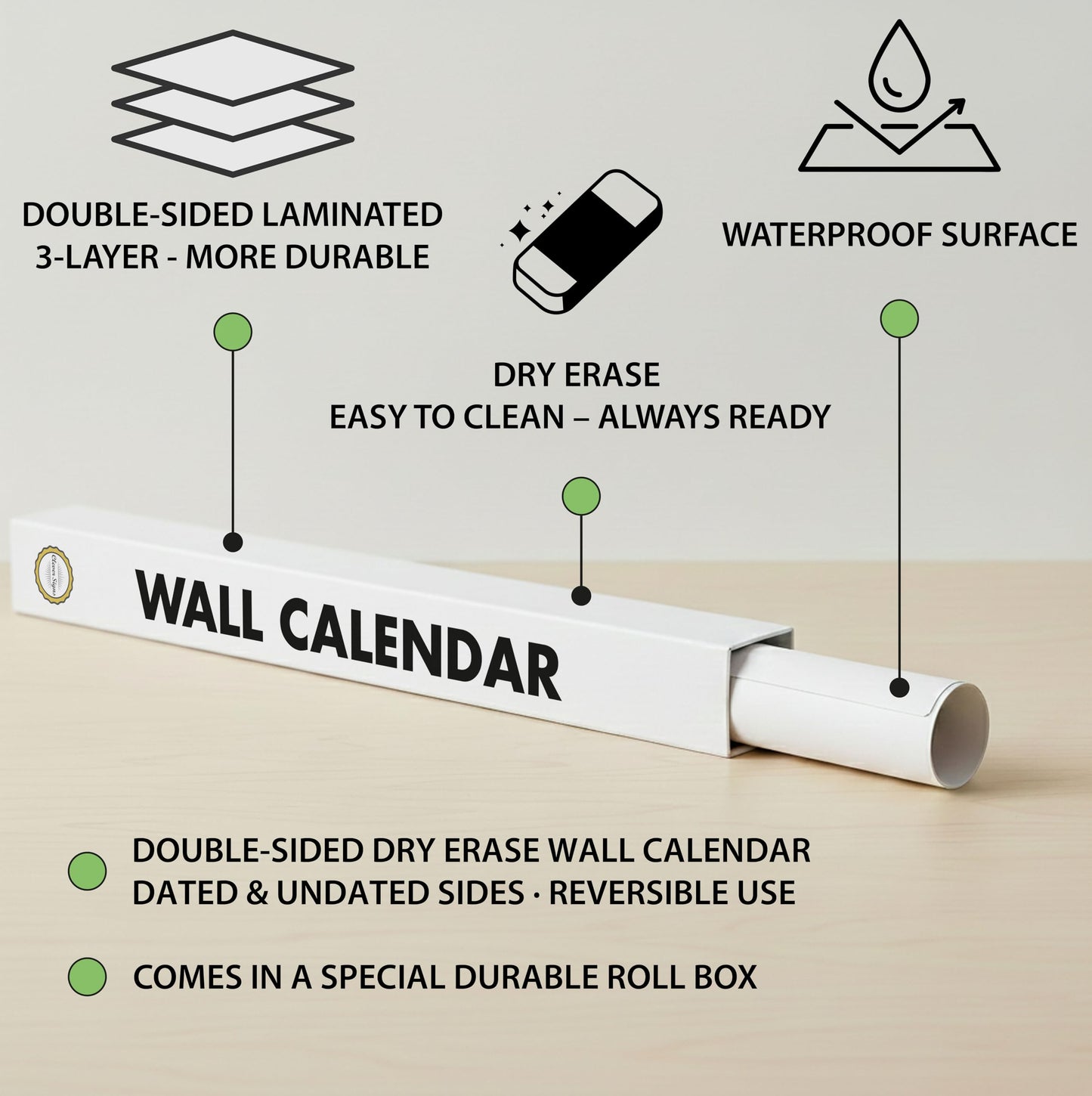 Dry Erase Wall Planner (27×39 in) – Double-Sided Reusable Yearly Planner with Undated Planning Board & 2026 Calendar Reference, Large Laminated Write & Wipe Wall Calendar for Home, Office, Classroom