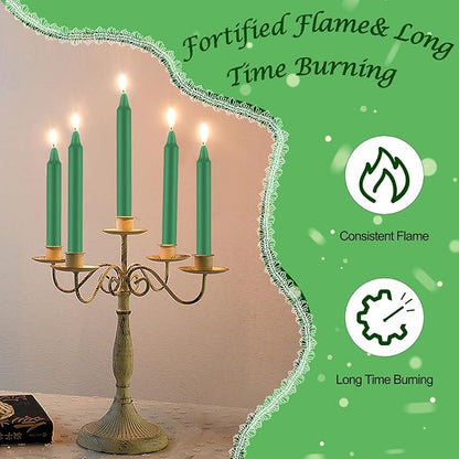 Tobeape Spell Chime Candles 24 pcs Green Candles, 4" Tall Unscented Mini Taper Candle Christmas Candle, for Witchcraft, Wiccan Altar, Magic Tools, Rituals, Prayer, Meditation and Party