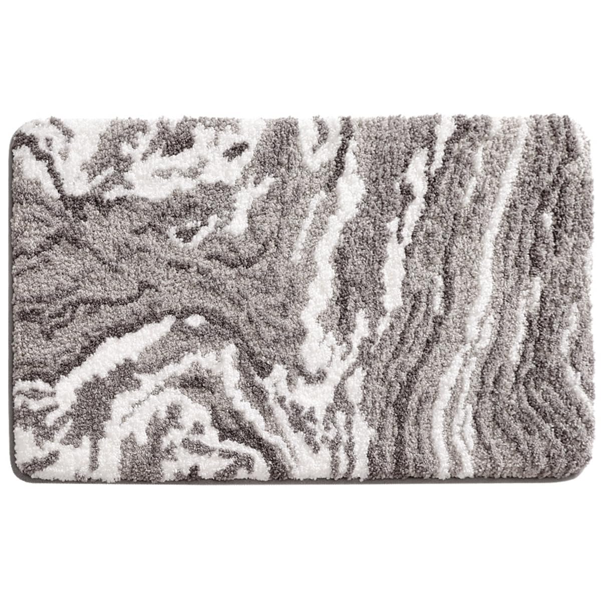 Ankah Luxurious Nordic Bathroom Rug, Extra Soft Fluffy Bath Mat, Absorbent, Non-Slip, Easy to Care and Fast Drying, Modern Style Marble Pattern Shower Rug, Home Decor Accessories, 17.3"x29.9", Gray