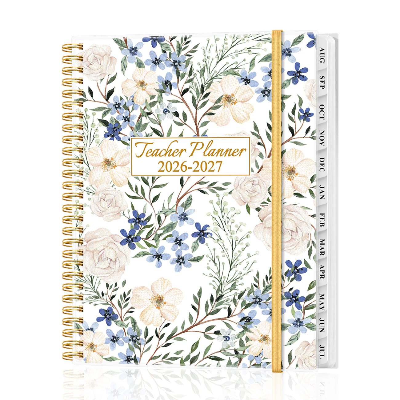 2026-2027 Teacher Planner, Lesson Planner from August 2026 - July 2027, Teacher Lesson Planner Book 2026-2027 for Teacher Class Schedule, Student Info & Weekly Planning, 8" x 10", Crushed Flower