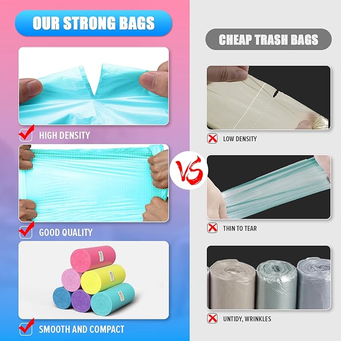 Small Trash Bags 3 Gallon -150 Count Mini Garbage Bags Unscented, 12 Liter