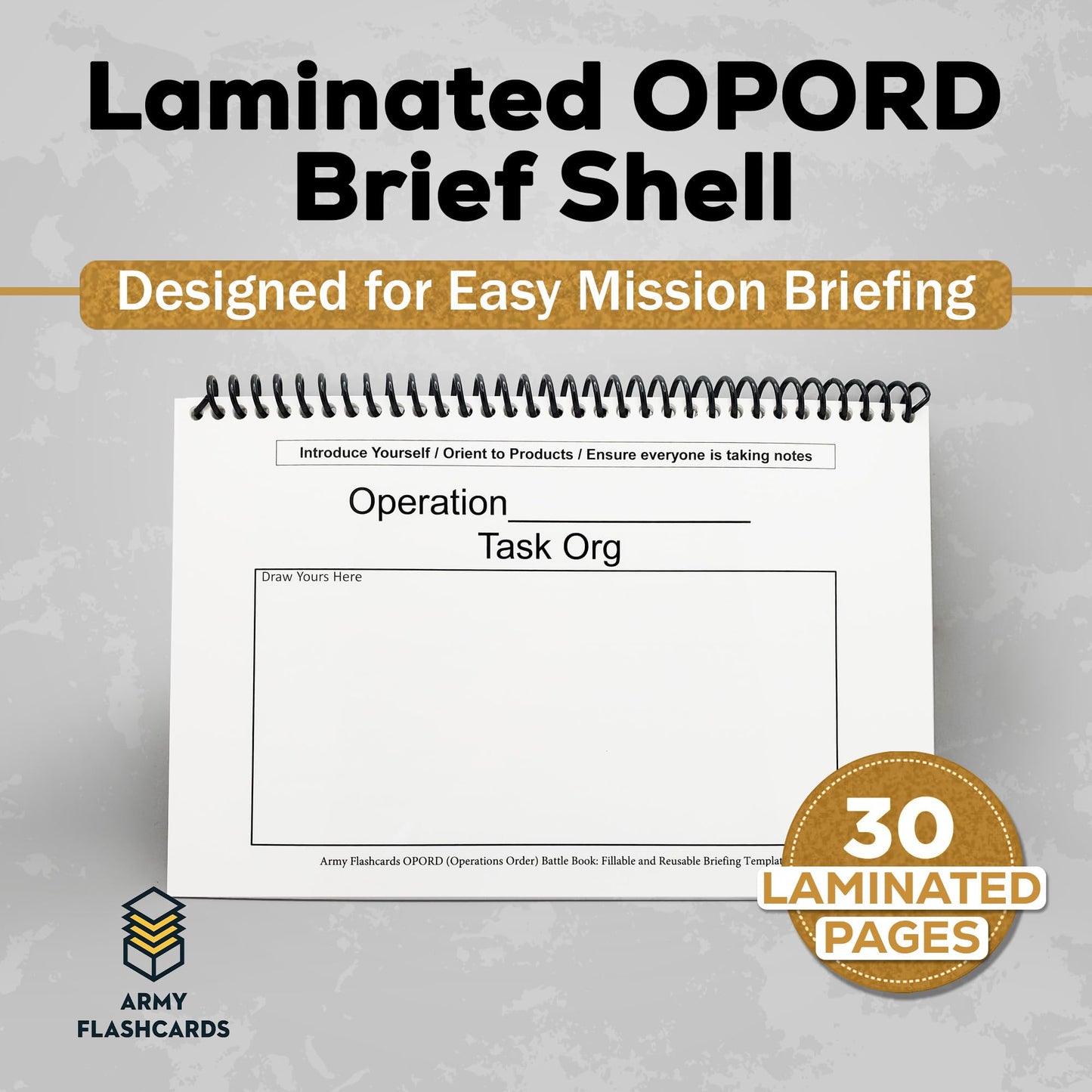 Laminated OPORD Cards by ARMY FLASHCARDS Waterproof Operations Order Shell Battle Book, Military Flashcards for ROTC and Platoon Leaders, USA Veteran Made, Cargo Pocket Size, ArmyGifts Basic Training