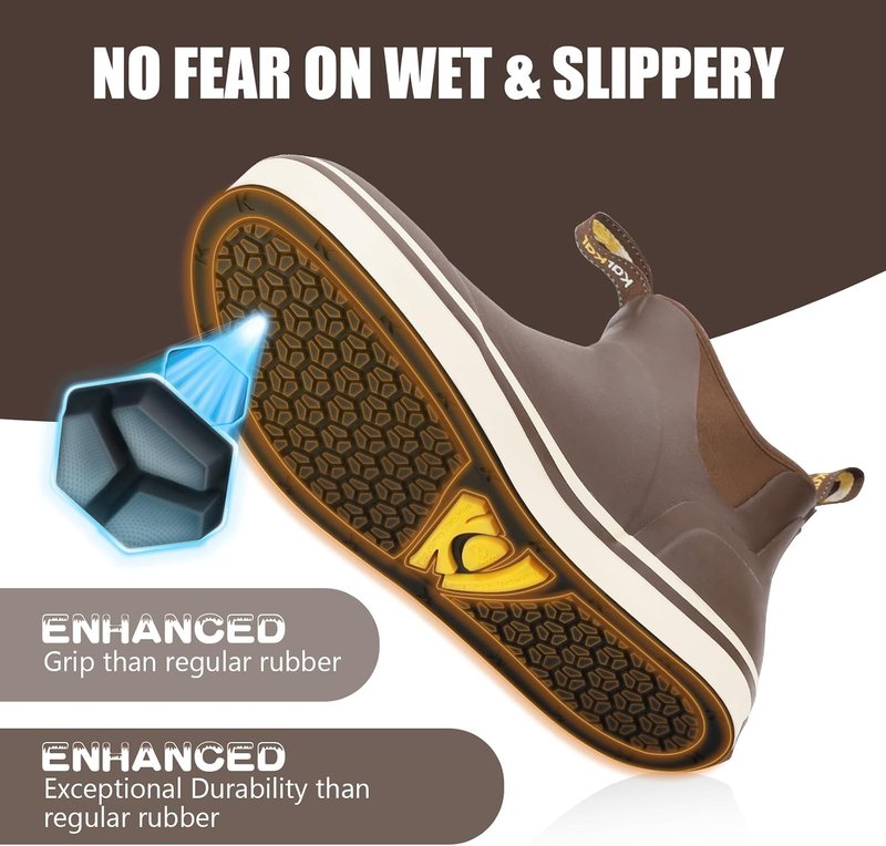 Men's Deck Boots - Anti-Slip Waterproof Fishing Rain Boots with Memory Foam | Sizes 7-14