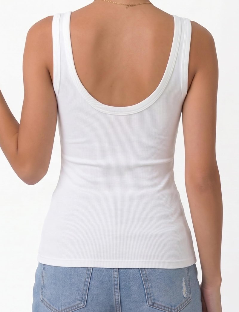 AURUZA Tank Tops for Women, U Neck Ribbed Tank Top, Women Slim Knit Going Out Tops Sleeveless Basic Summer Shirts, Medium, White