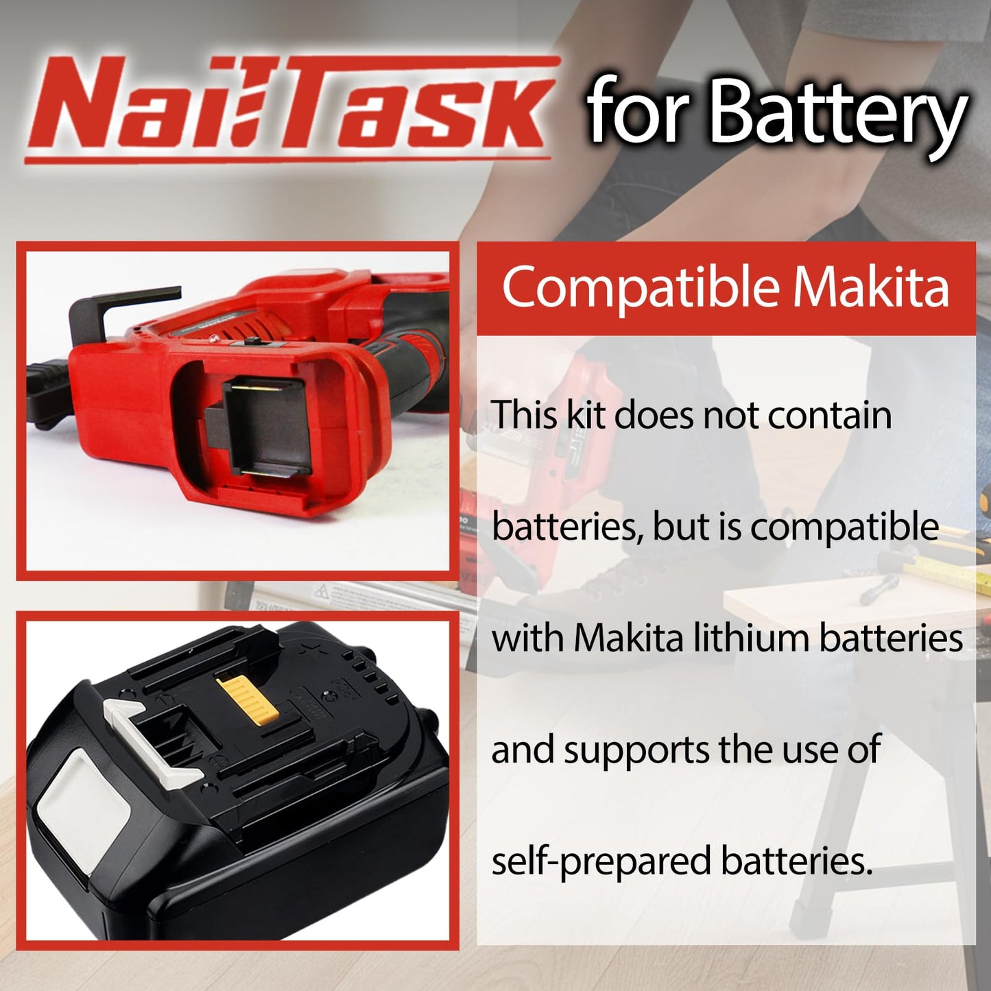 NailTask 20V 18 Gauge Cordless Nail Gun Safety Pin 2 Inch Power Brad Nailer with 18GA Machine Electric Staple 2 in 1 Gun Nails Kit for Wood Upholstery DIY Framing Home Improvement (No Battery)