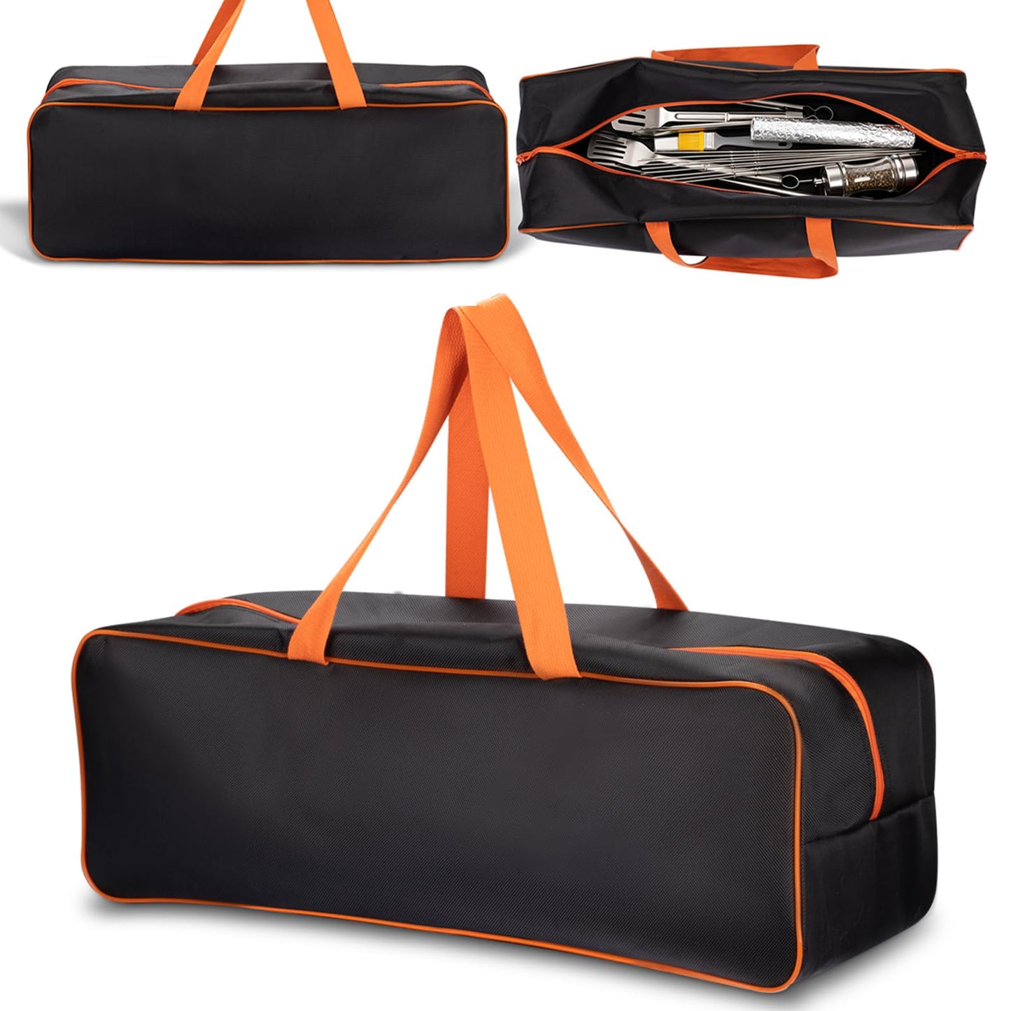 Grill Tool Storage Bag 24" x 8" x 8" Heavy-Duty Grill Utensil Storage, Large Capacity Grill Accessory Storage, Accessories Storage Compatible with Blackstone