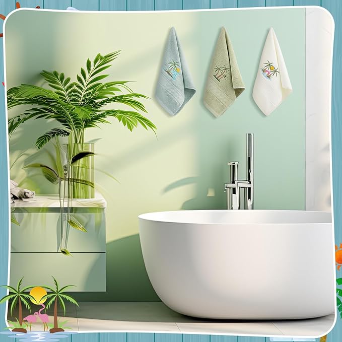 3 Pack Summer Palm Tree Hand Towels