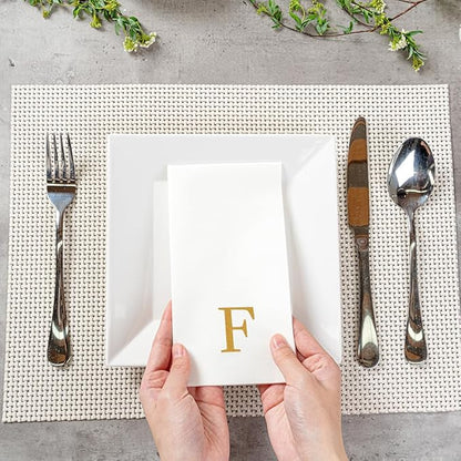 Luxenap 15.8 X 7.9 Inch Linen-Feel Guest Towels, 50 Lettered Hand Towels