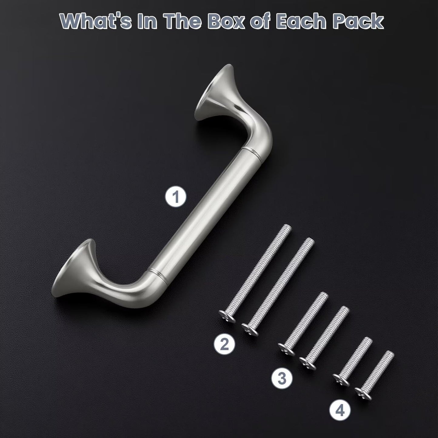 knobelite 5Pack Hole Centers 3inch/76mm Satin Nickel Kitchen Cabinet Handles Solid Zinc Alloy Brushed Nickel Cabinet Pulls Bow Handle for Home Furnitures Closet Cupboard and Drawer Total Length 98mm