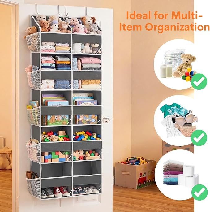 2 Pack Over the Door Organizer 5 Tiers, Extra Large Behind Door Storage of 10