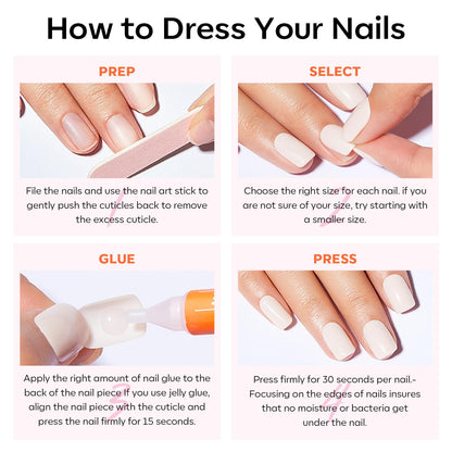modelones Pink Short Press on Nails, Fall Halloween Oval Fake Nails Kit Press Ons with Nail Glue, Adhesive Tabs, Nail File, Prep Pad, Manicure Stick, 32Pcs 16 Sizes