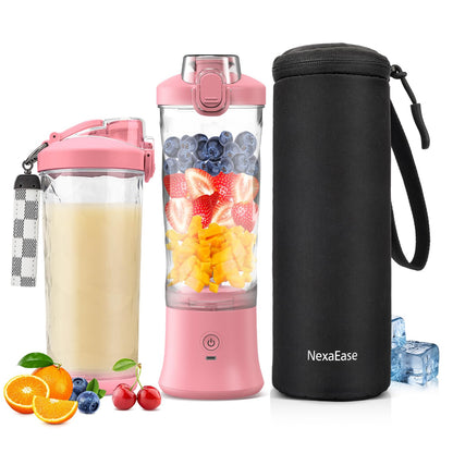 Portable Blender for Shakes and Smoothies- Personal Juicer 20 OZ Electric Protein Shaker Bottle with Insulated Sleeve, USB-C Rechargeable,Travel Lid-Small Blender Cup for Kitchen, Office, Gym,Travel