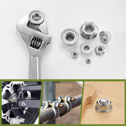 SVLING M6 Flange Nuts 110Pcs, Metric M6-1mm Serrated Flange Hex Nuts 304 Stainless Steel 18-8, Bright Plain Finish