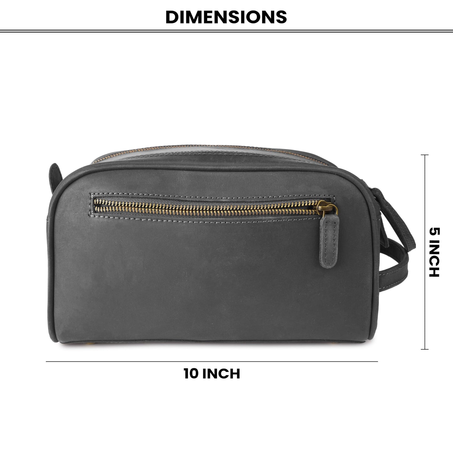 Rasavi Genuine Leather Travel Toiletry Bag, Handcrafted Vintage Water-Resistance Dopp Kit, Large Shaving & Bathroom Organizer - Gift for Men & Women - Black