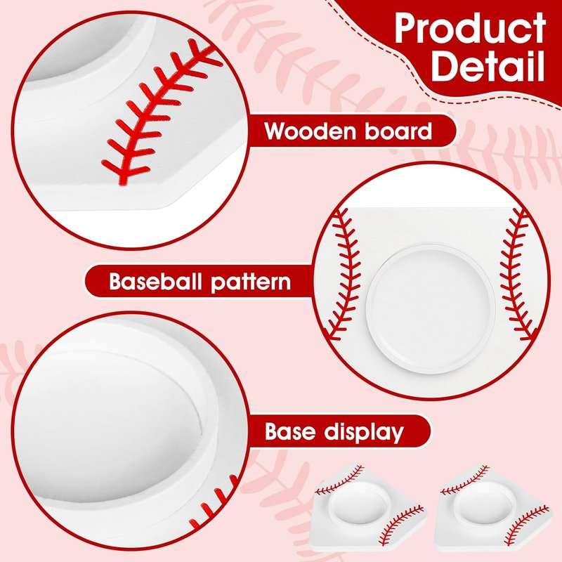 Wooden Baseball Stand - Home Plate Shape Display Holder for Memorabilia | Heavy Duty Baseball Decor for Office & Trophy Shelf