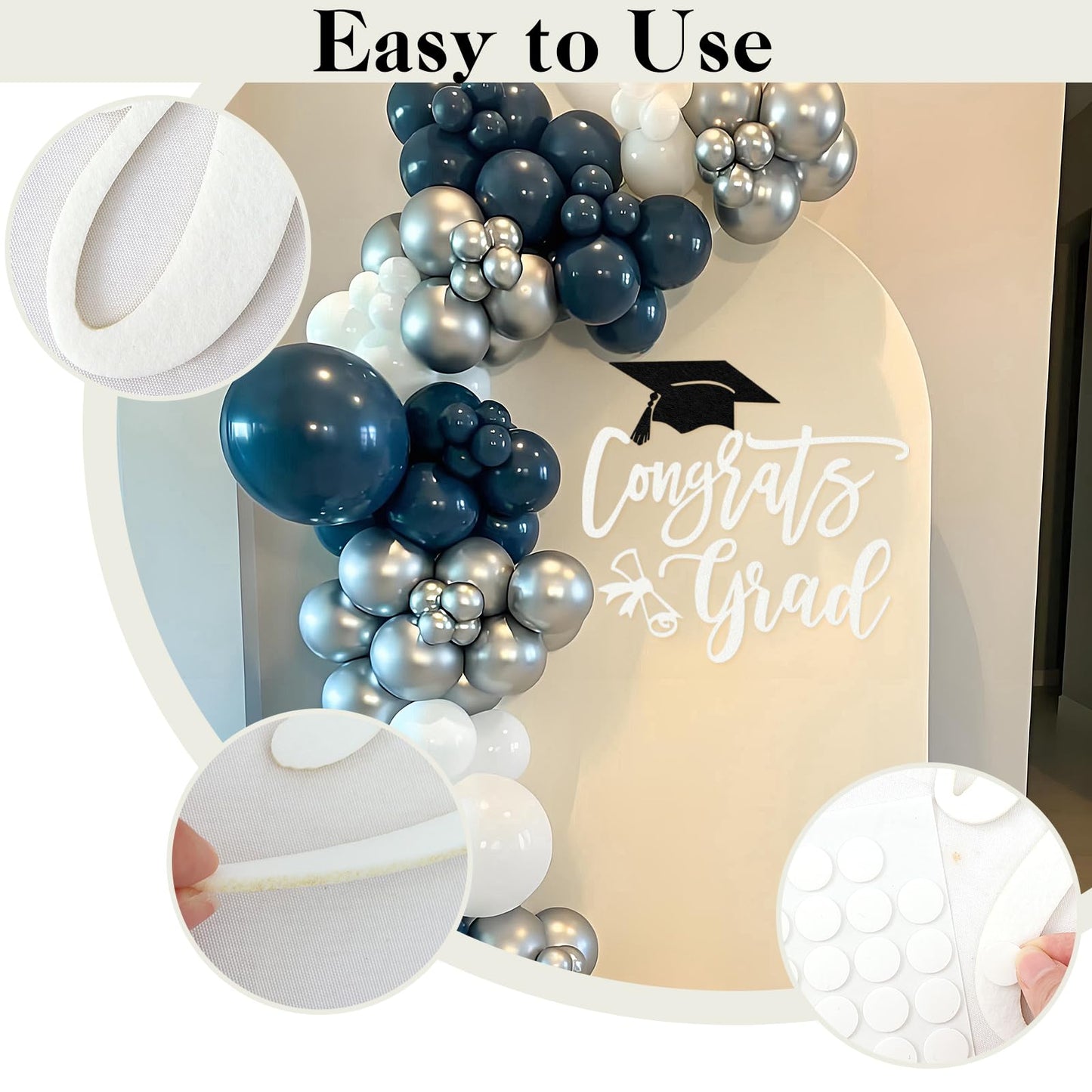 MASTRON Congrats Grad Deal Sign for Backdrop - White Felt Graduation Party Sign Class of 2026 Balloon Arch Backdrop, High School Event Deal Decor, College Commencement Sign