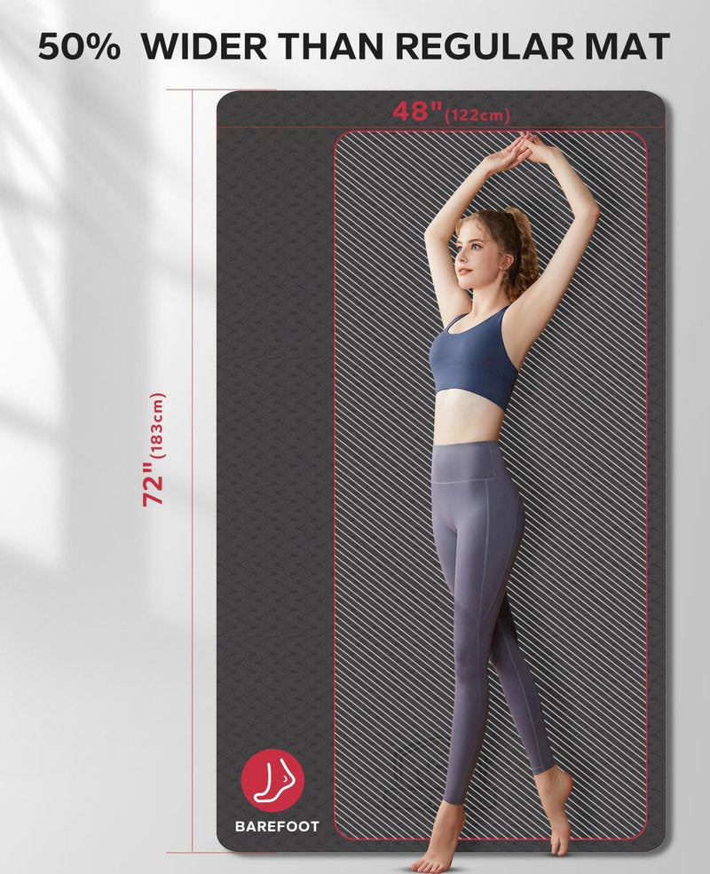 HAPBEAR Extra Large Yoga Mat 72"x48"x6mm (1/4 inch), Non-Slip, Durable,Thick Wide Exercise Mat for Home Workouts, Yoga, Pilates, Stretching Floor & Fitness Workouts