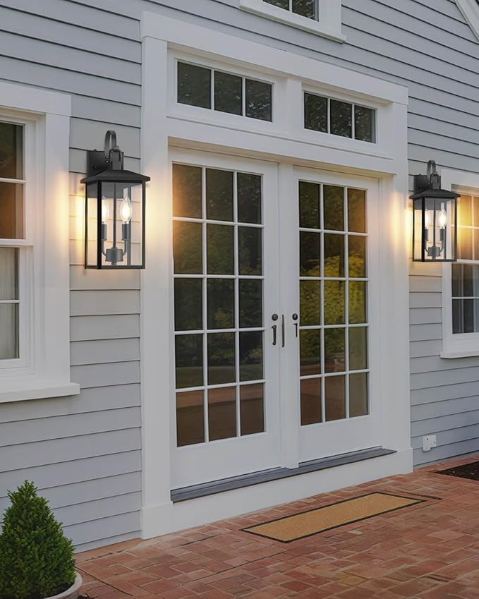 SHIMR Dusk to Dawn Outdoor Lighting, Large Exterior Light Fixture Wall Mount Waterproof Outdoor Wall Light Outside Lights for House Porch Garage Patio