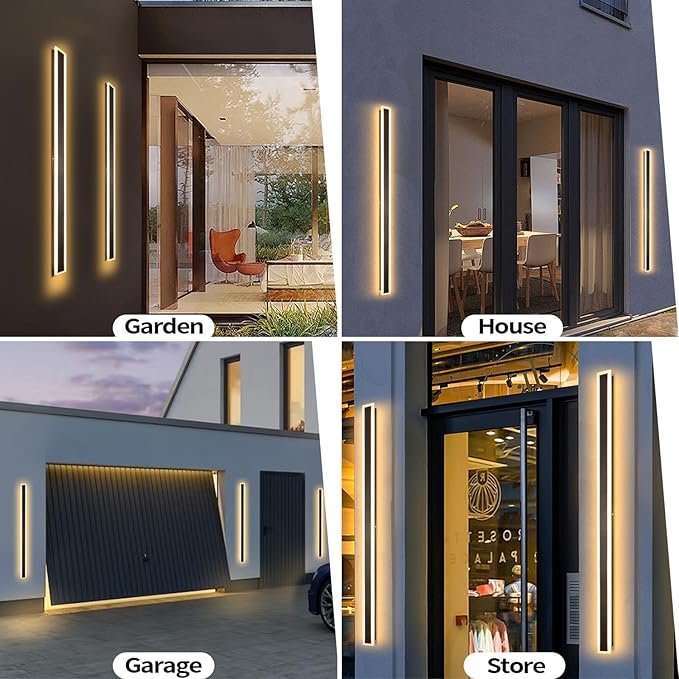 71 Inch Exterior Wall Sconces 3000K Outdoor Wall Lights IP65 Waterproof Black Outdoor Sconces Wall Lighting for House