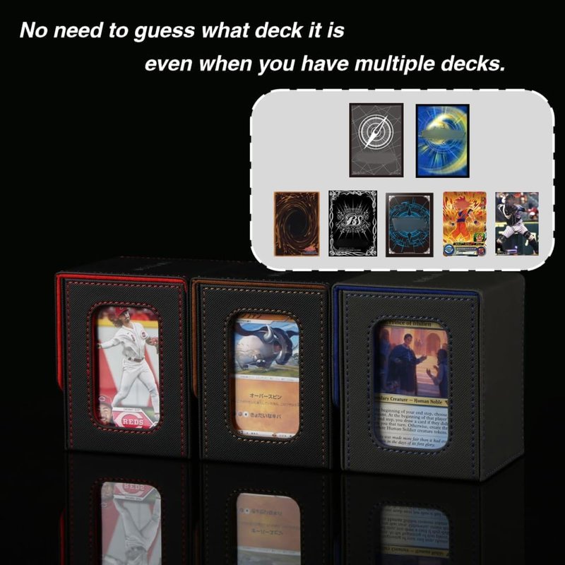 Venssu MTG Deck Box With Slot For Commander Display, Patented Design, Fits 100+ Double /120+ Single Sleeved Cards, With 2 Dividers And 1 Toploader,Compatible with board game TCG CCG (Black＆Grey)