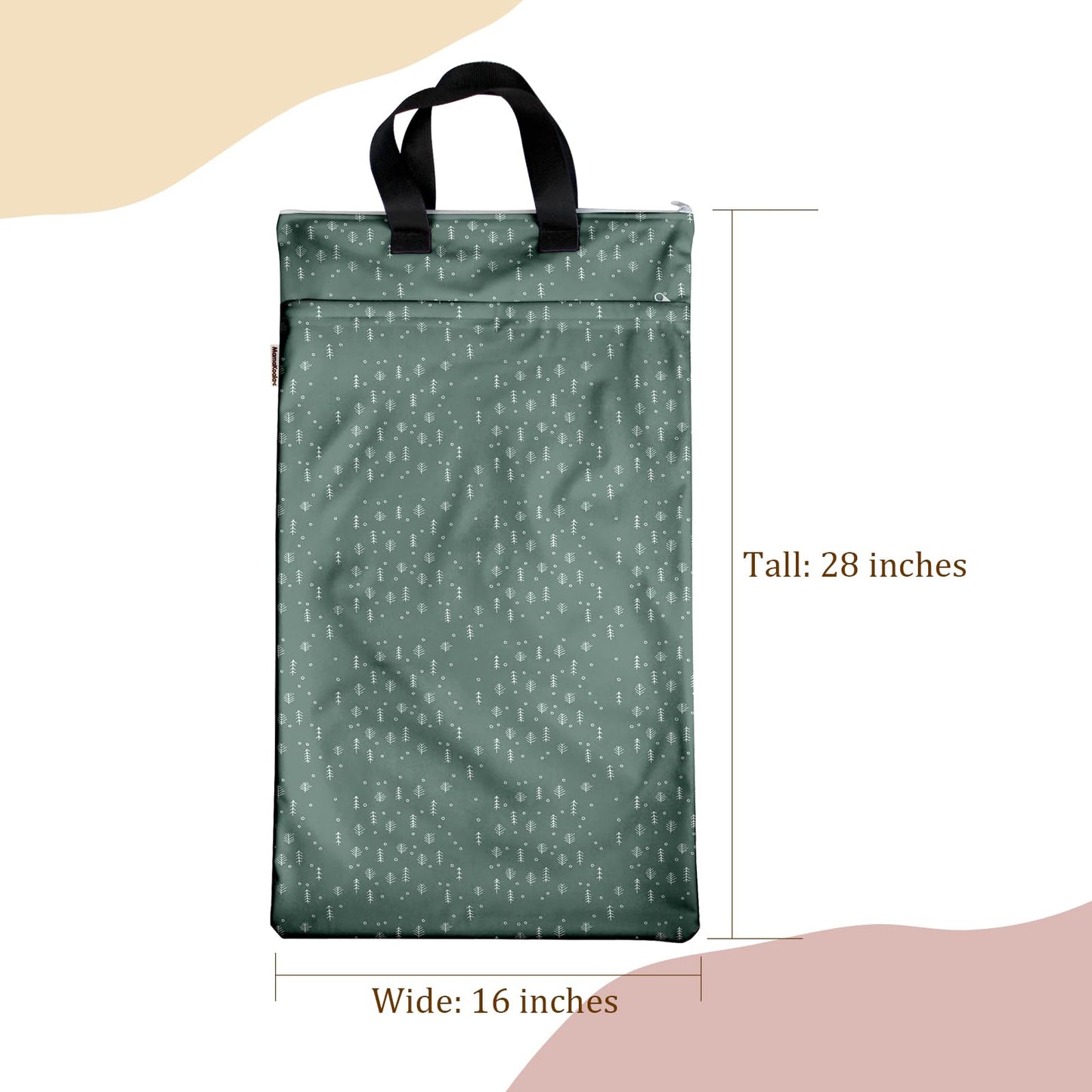 Mama Koala Reusable Hanging Wet Dry Bags for Baby Items, Cloth Diapers, Swimsuits, Travel, Gym Clothes, Beach, Pump Parts, Toiletries, Two Zippered Pockets, 2 Pack (W005L)