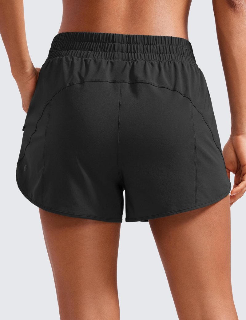 CRZ YOGA Dolphin Athletic Shorts for Women 3" - High Waisted Quick Dry for Running Workout Gym Track with Zip Pocket Periwinkle Purple X-Small