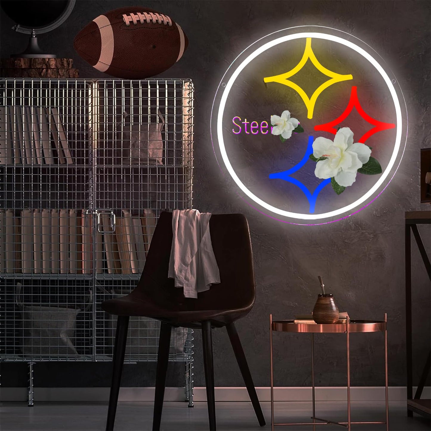 Football Neon Sign for Bedroom Man Cave Party Bar Background Decoration,LED Neon for Parties, Bars, Dorms, Game Room Decor ，Christmas Birthday Gift12.2 * 12.2inch