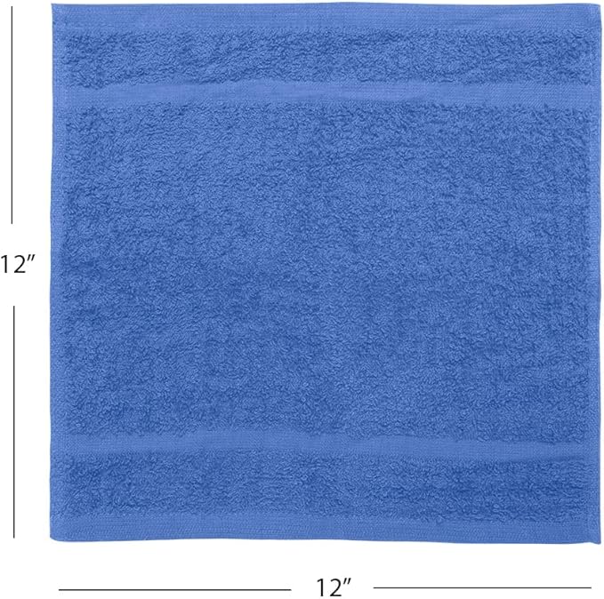 Avalon Towels Cotton Washcloths – Size 12x12 Inches, 100% Ring Spun Cotton