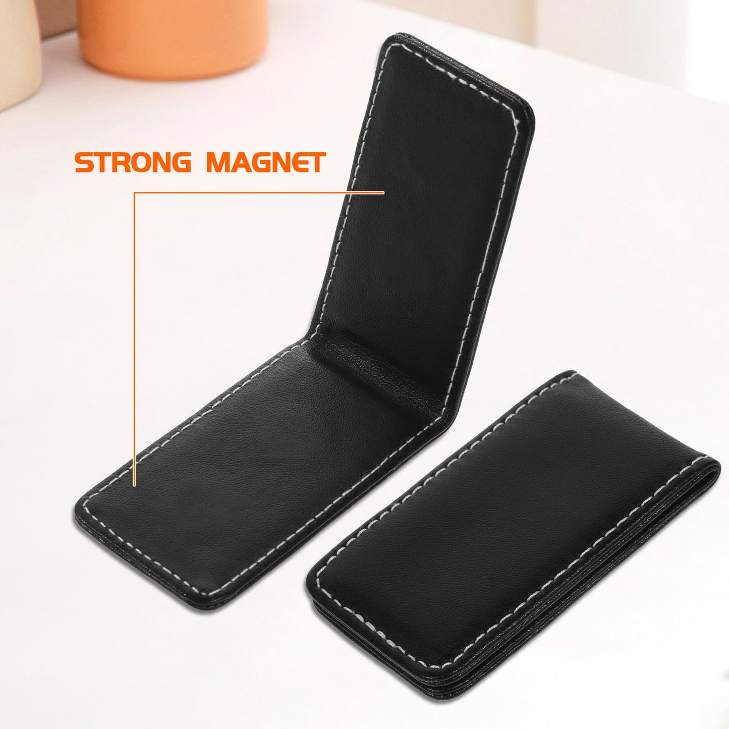 Gsbnjuy Leather Money Holder Wallet Magnetic Money Clip for Men Minimalist Business Card Holder Slim Pocket Cash Wallet for Men Black Minimalist Christmas