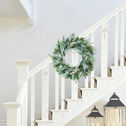 26" Eucalyptus Wreaths Large Artificial Greenery Outdoor/Indoor Wreath Spring/Summer Wreath Green Wreaths for Front Door Porch Window Wall Hanging Decor All Year Round Wr-eath（Green）