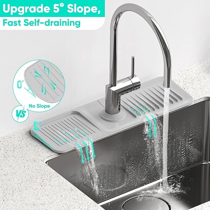 17.7'' Faucet Mat for Kitchen Sink Kitchen Sink Splash Guard Silicone Sink