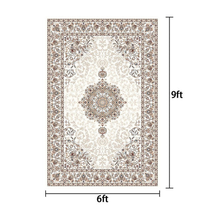 WuFulon Boho Tribal Area Rug - 6x9 Soft Large Bedroom Rugs Dining Room Mat, Washable Indoor Carpet for Living Room, Printed Non-Shed Classroom Office Rug for Apartment Proch Dorm