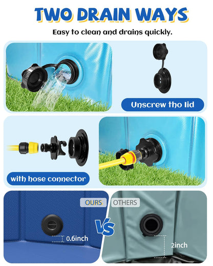 YSJILIDE Portable Dog Pool PVC Pet Swimming Pool Bathtub Collapsible Foldable Dog Pool, Hard Plastic Pool for Pets to Swim and Bath (XL-220Blue)