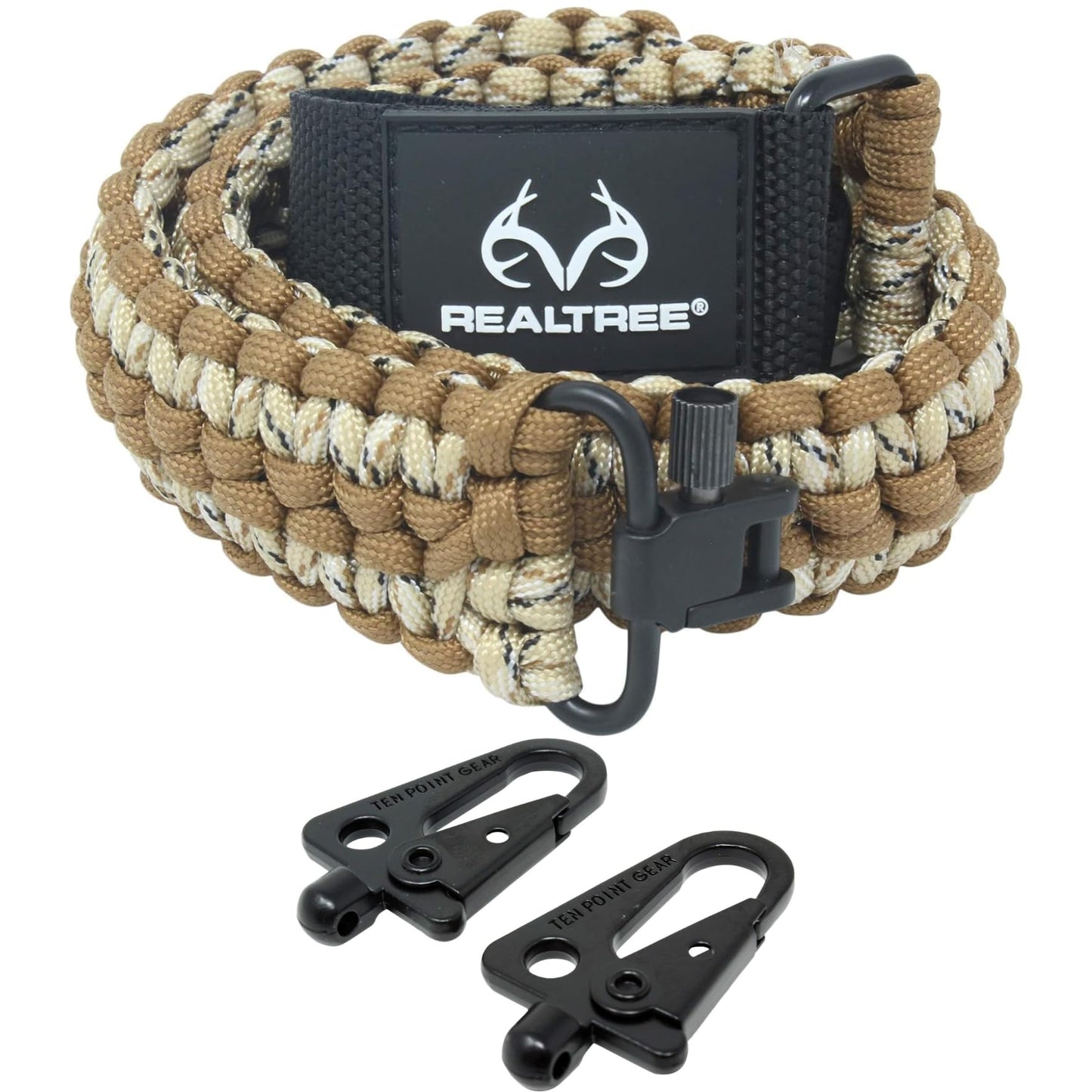 Ten Point Gear Realtree Paracord Traditional 2 Points Gun Sling 550 Adjustable w/Swivels and Adapter. Officially Licensed Outdoor Sling. Perfect for Hunting and Survival Use. Super