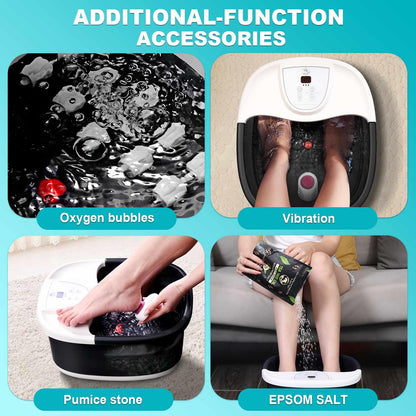 Foot Spa Bath Massager with Heat [2025 Upgraded], Vibration, Temperature Control, Jets, Bubbles and Epsom Salt, Foot Bath Soak Tub with 22 Massage Rollers, Feet Soaking Tub for Relaxation, Purple