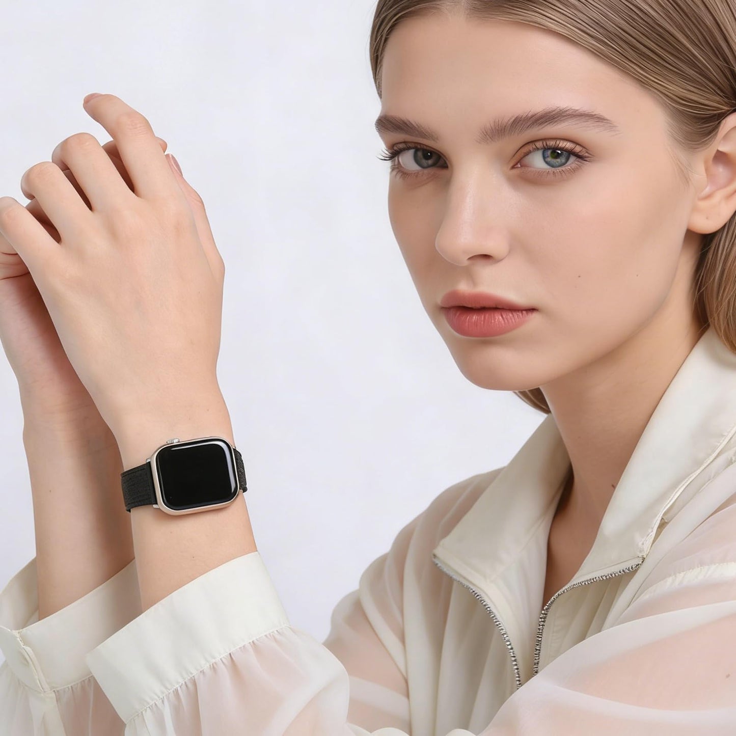 Thin French Goatskin Women's Soft Leather Band Compatible with Apple Watch 38mm 40mm 41mm 42mm 44mm 45mm 46mm 49mm, Lightweight Slim Leather Strap for iWatch Series Ultra SE 11 10 9 8 7 6 5 4 3 2 1