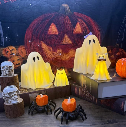 Halloween Decorations Indoor,Ghost Decor, Light Up Ghosts Kit Set of 4,Friendly Pets,Gothic Home Decor(2ghost 2dog)