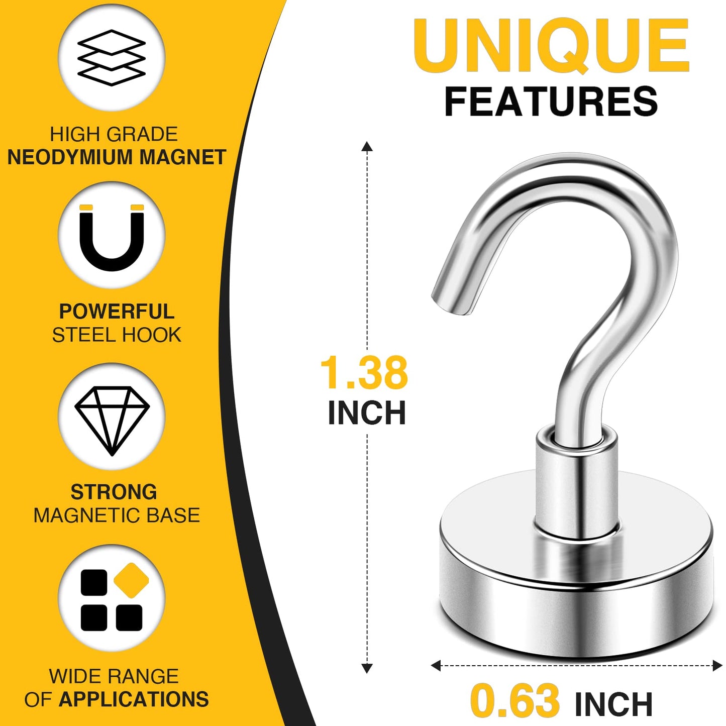 DIYMAG Magnetic Hooks, Strong Magents10 Pack 30lbs for Cuise Cabins Ship