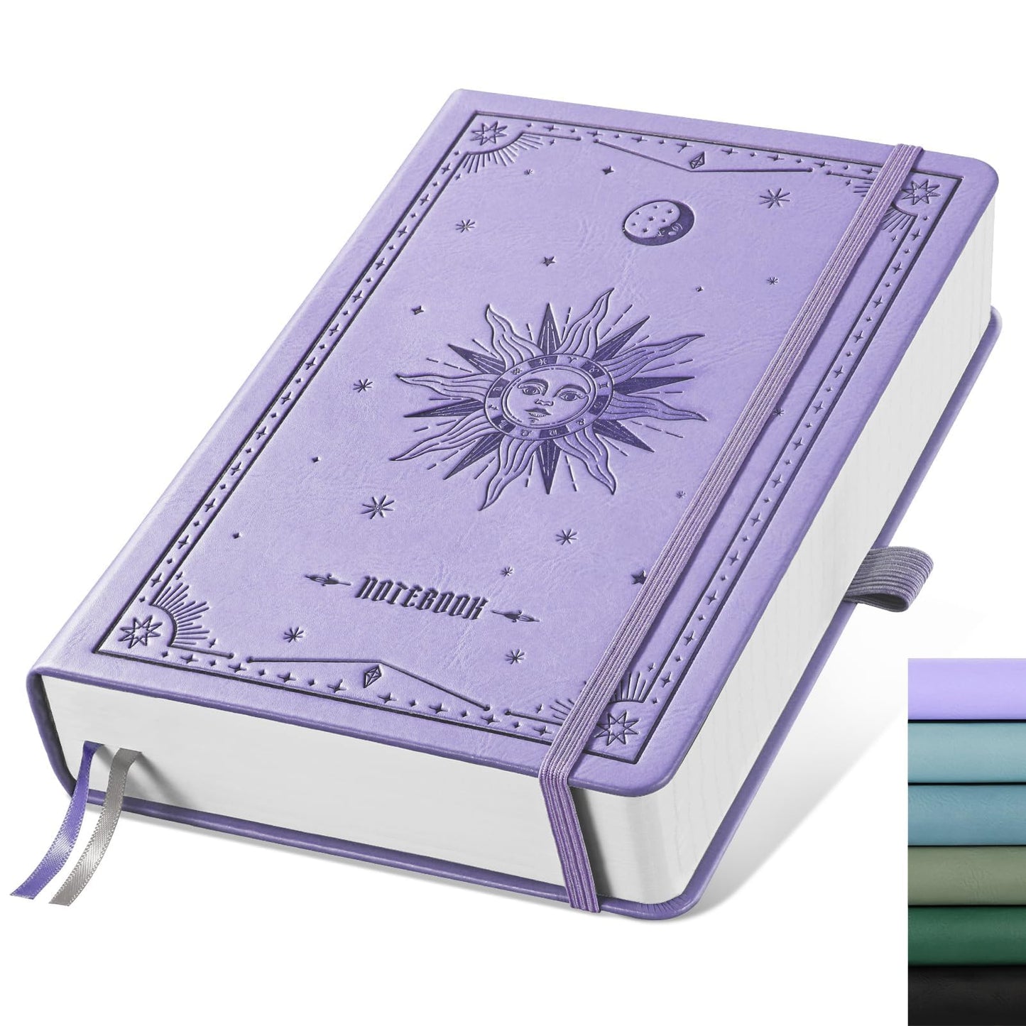 EMSHOI Blank Notebook Journal - 320 Pages, 100gsm Thick Paper, A5 Hardcover Leather, Art Sketchbook for Drawing, Unlined, Plain Sketch Book for Women Men Work Writing, 5.75 x 8.38, Light Purple