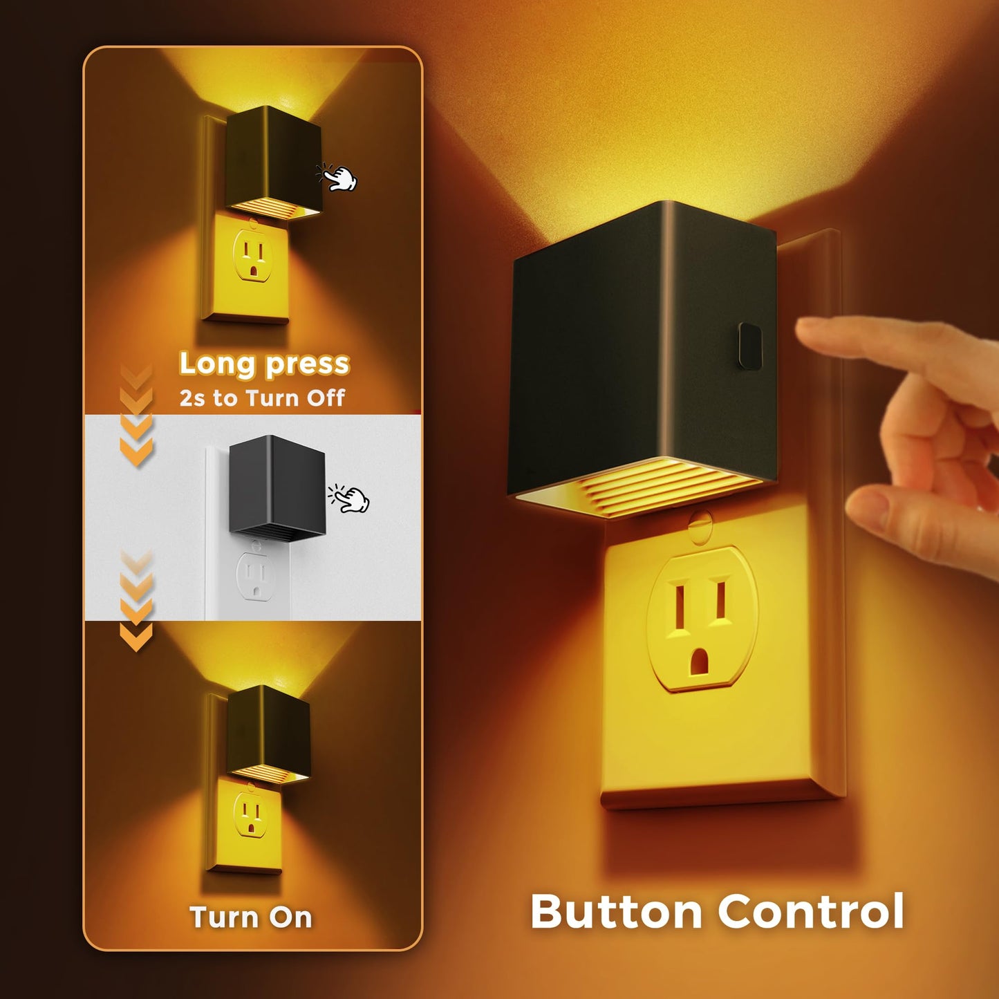 L LOHAS LED Night Lights Plug into Wall,[2-Pack] Plug in Night Light with Dusk to Dawn Sensor,Brightness Adjustable,3000K Warm White,Dimmable Nightlight for Adults Bathroom Hallway Kitchen