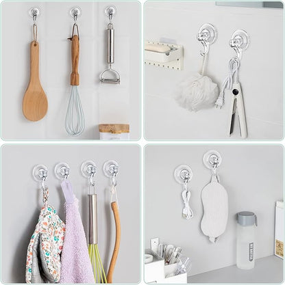 VIS'V Wreath Hanger, Large Suction Cup Wreath Hooks, Heavy Duty, 22 LB Capacity, Removable and Reusable, Clear, 6 Pcs