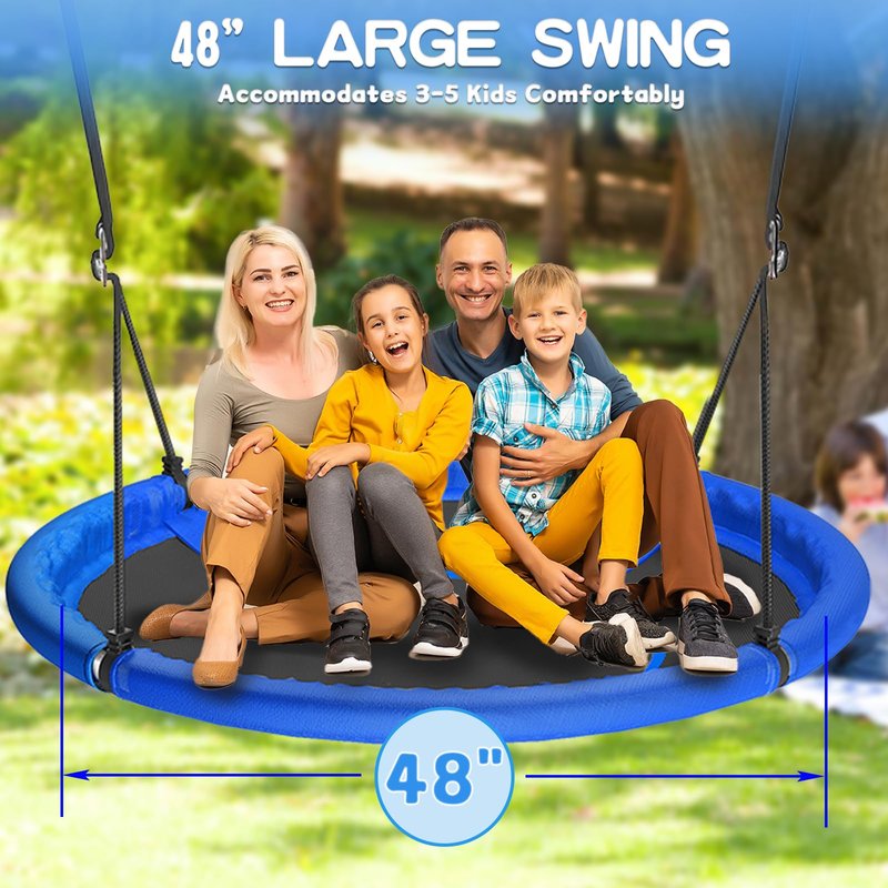 48 inch Saucer Tree Swing for Kids Adult, Larger Flying Swing for Whole Family 600lbs Weight Capacity with Adjustable Hanging Straps