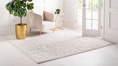 Unique Loom Rushmore Collection Area Rug - Taft (4' 1" Square, Snow White/ Beige)
