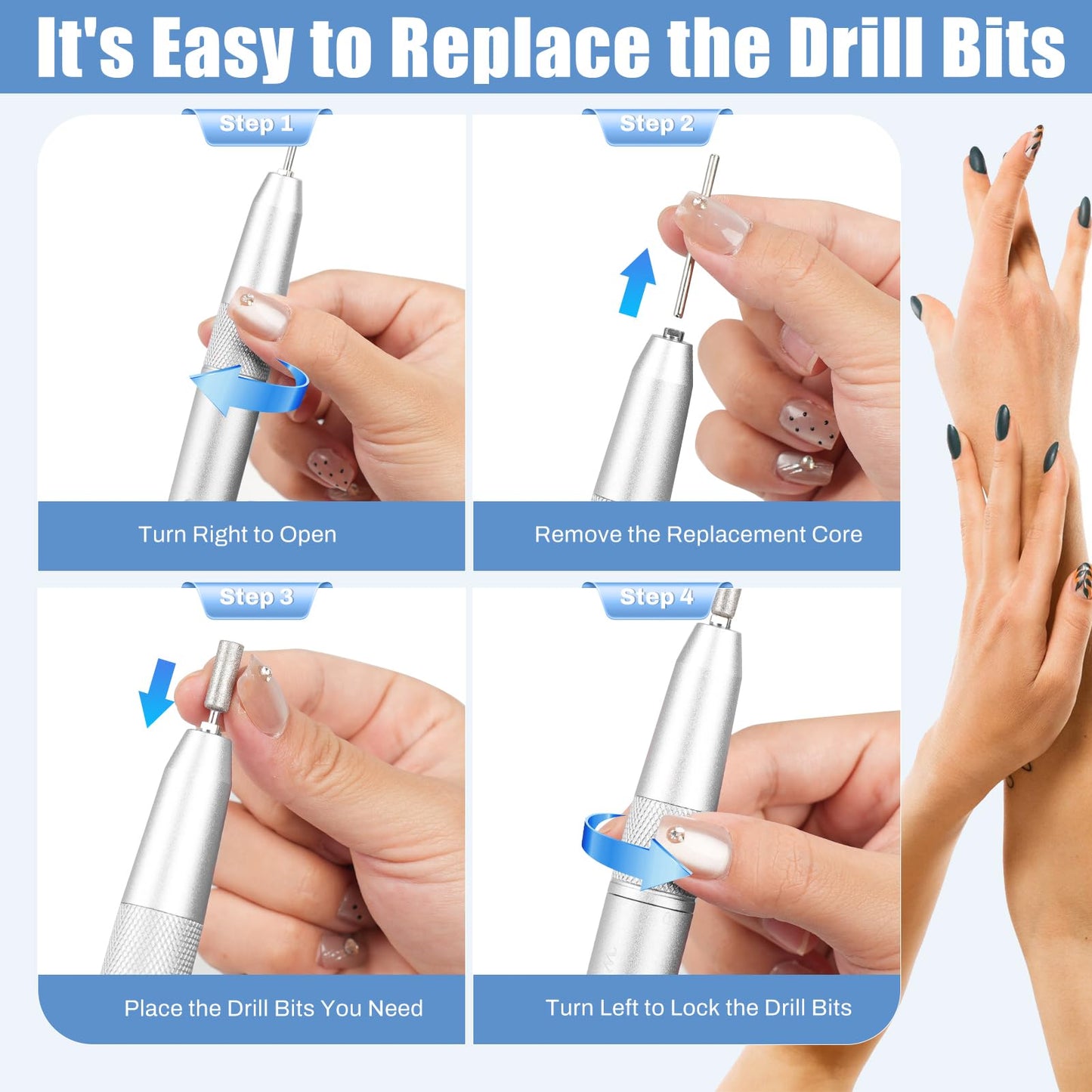 Electric Nail Drill Professional, 50000RPM Electric Nail File Portable Nail Drill Kit 6000mAh Rechargeable Machine for Acrylic Gel Nail, Manicure Pedicure Polishing Nail for Salon Home Purple