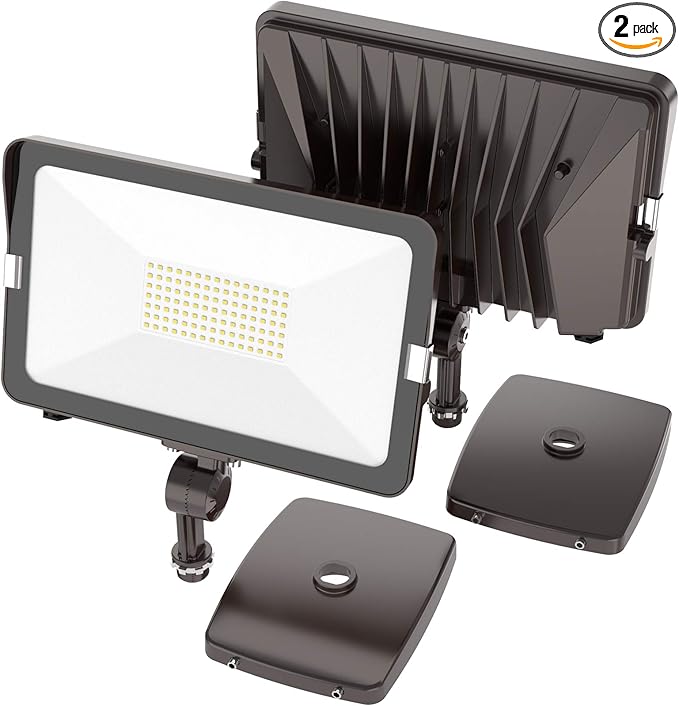 HYPERLITE 70W Flood Lights Outdoor 2 Pack, LED Flood Light with Knuckle Mount, Floodlight Wall Mount 5000K 7,700Lm IP65 Waterproof LED Security Lights for Yard Garden Garage UL Listed