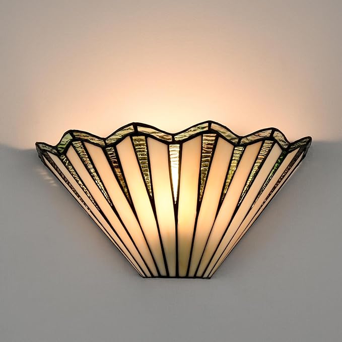 Tiffany Style Wall Sconce 12.2-Inch Stained Glass Wall Light Fixture, Mission Tiffany Sconces Wall Lighting 1-Light Stained Glass Wall Sconce Decor for Bedroom Hallway Stairway Bathroom Home