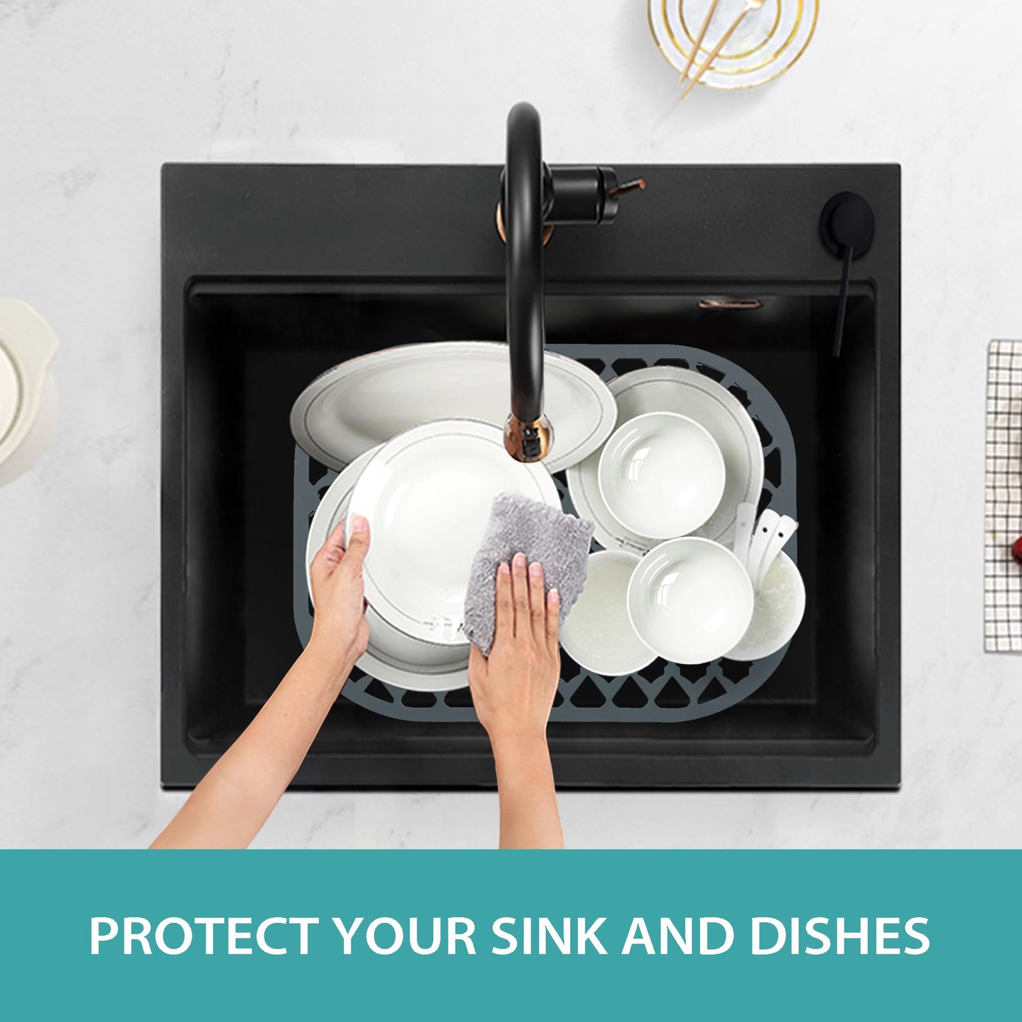SAMSIER Silicone Sink Protectors Mats (13x11 & 14x12 & 16x12 & 18x16 & 19x14 & 21x16 & 22x13 & 25x16 & 26x14 & 28x14 & 30x16) for Bottom of Kitchen Sink (13”x11”)