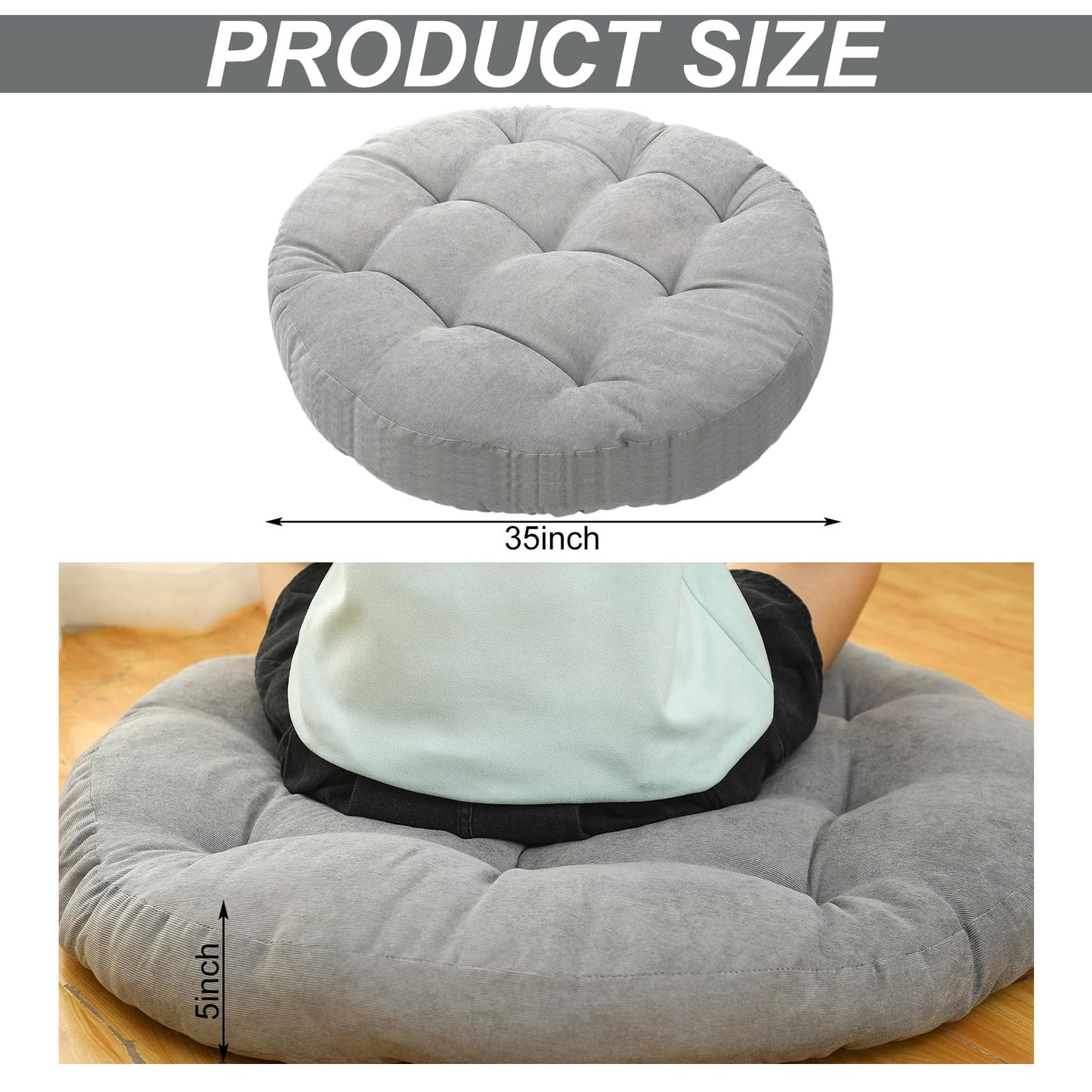 Funnymoom Extra Large Floor Pillow 35 Inch Round Circle Chair Floor Meditation Cushion Papasan Swing Cushion for Adults Oversized Playroom Pillows Big Pillow for Yoga Living Room Sofa
